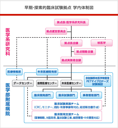 早期・探索的臨床試験拠点 学内体制図